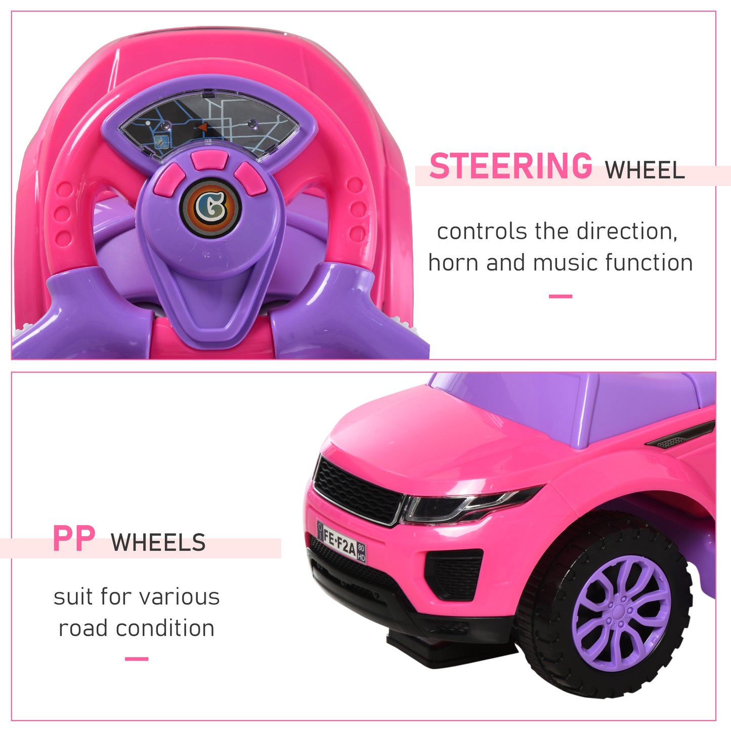 US Local 1 Push Cars for Toddlers Kid Ride on Push Car Stroller Sliding Car with Horn Music Light Function Secure Bar Ride on Toy for Boy Girl 1-3 Years Old
