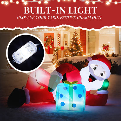 US Local 7FT Lighted Christmas Inflatable Decoration, Inflatable Santa Lying On Floor, Funny Blow Up Yard Decorations With Built-in LED Lights For Holiday Party Front Yard Lawn Garden Decor