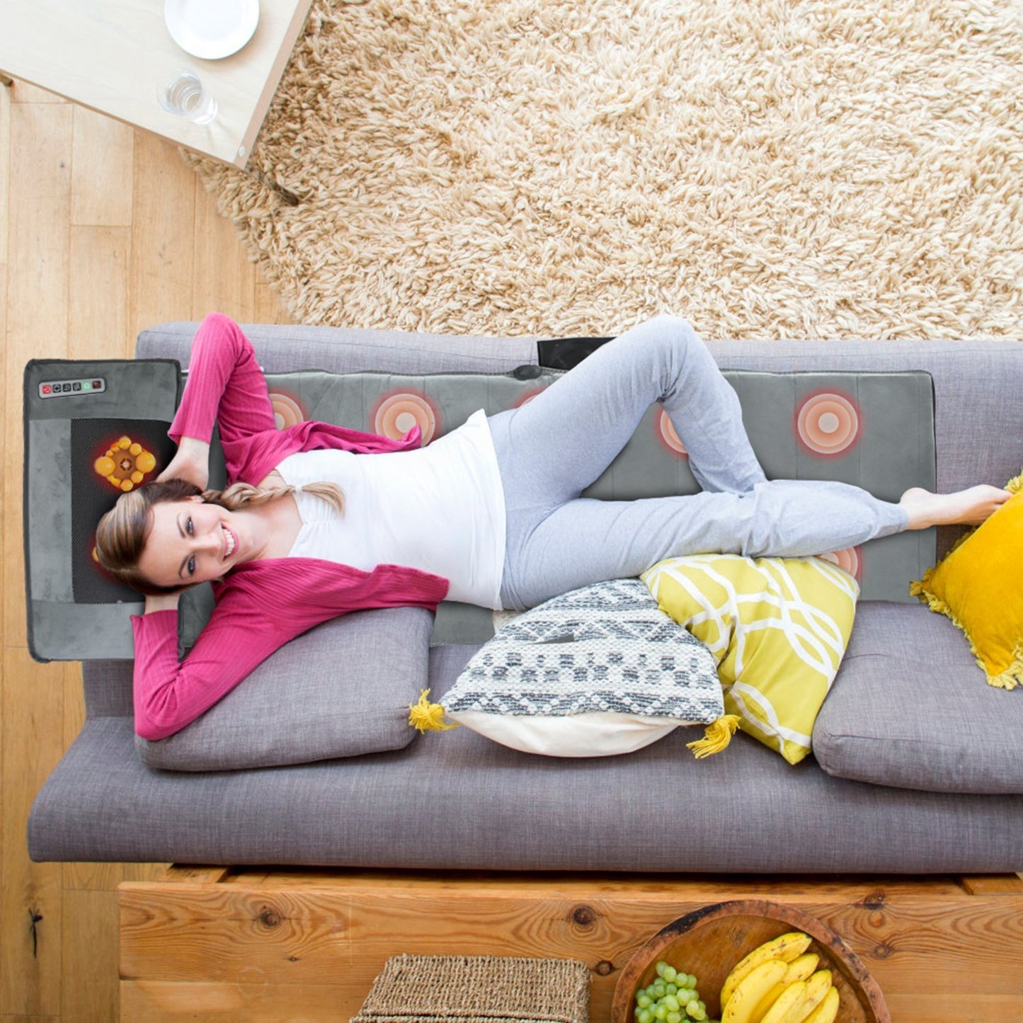 US Local 1 Set Upgrade Type Full Body Electric Massage Mat With Heat Vibration Massage Pad Cushion Back Massage Mattress Chair Pad With Neck Massage Pillow With 10 Vibration Motors Timer