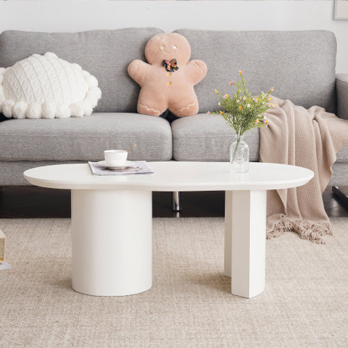UK Local White Wooden Painted Coffee Table Abstract Cloud Shaped,Irregular White Coffee Table, Tea Table End Table, Modern Coffee Table, For Living Room Furniture, Easy Assembly