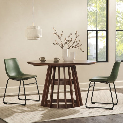 US Local Modern Round Solid Wood Dining Table With Pedestal Base, Brown