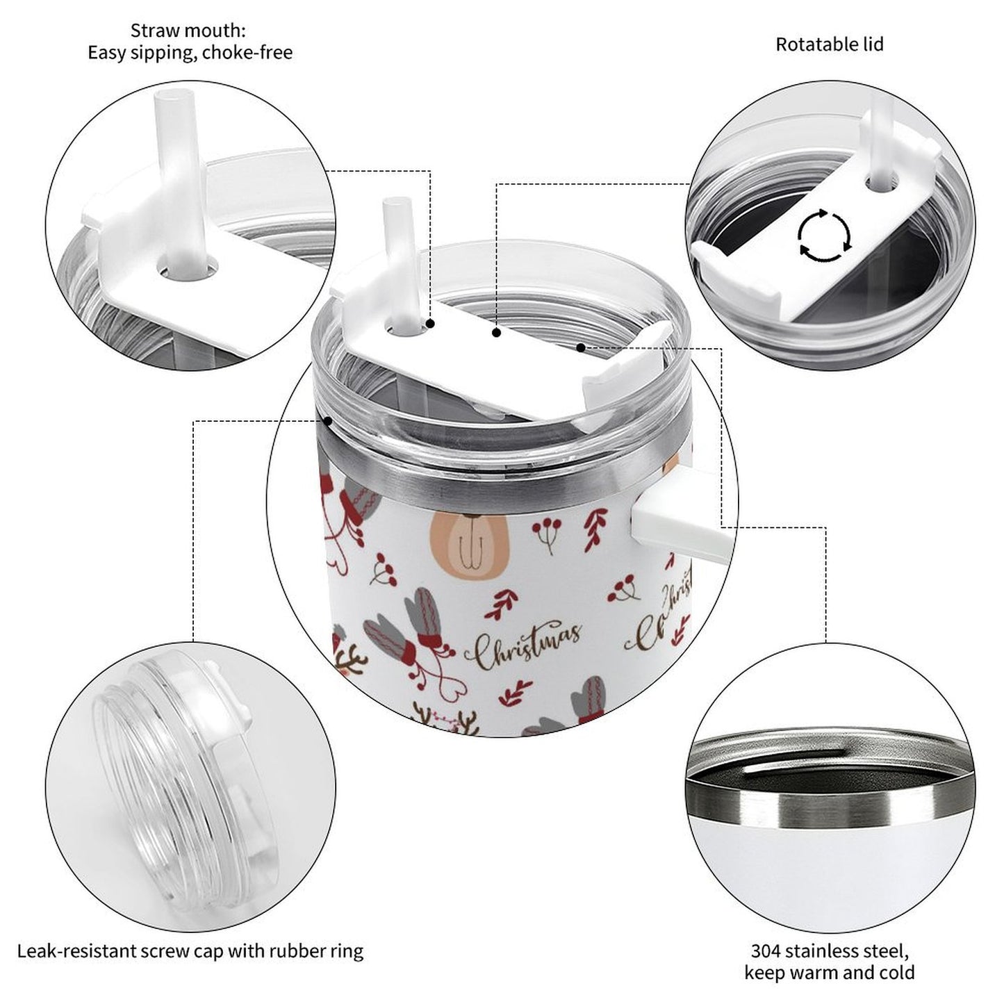 PHDT00004 POD US Local Tumbler 40 oz Large Capacity Car Cup Christmas