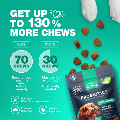 US Local Probiotics For Dogs Support Gut Health Immunity Yeast Balance Itchy Skin Allergies Probiotics And Digestive Enzymes Coprophagia Deterrent For Dogs 180 Probiotic Chews For Dogs