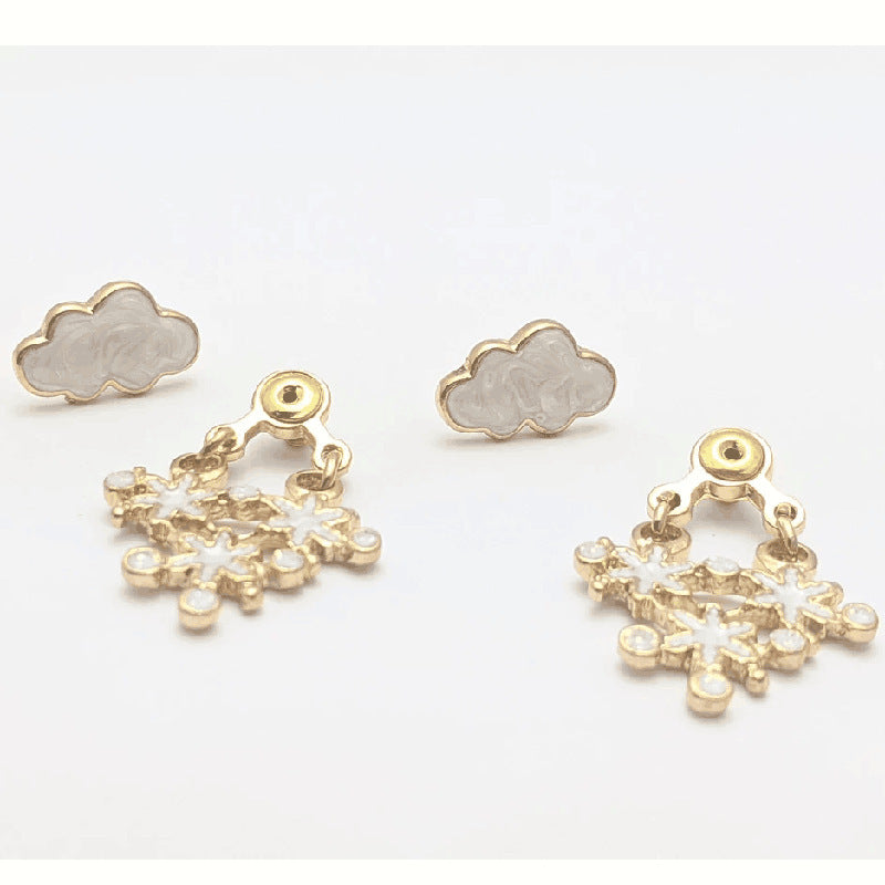 Snowflake Cloud Earrings Fun Christmas