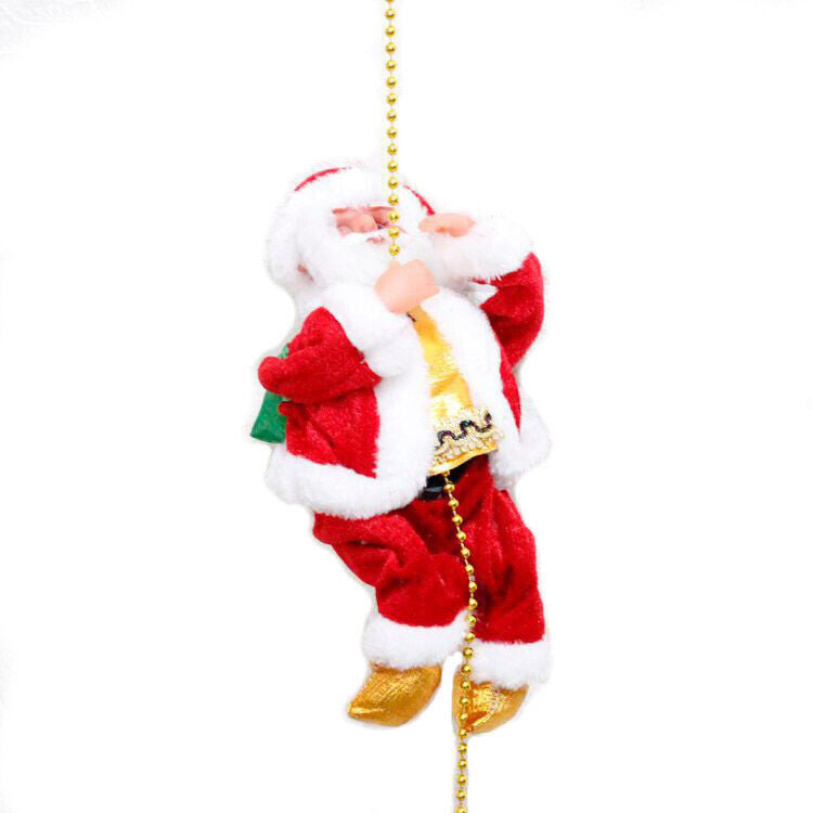 US Local Electric Christmas Santa Claus Climbing Rope Ladder Musical Toy Xmas Gift Decor