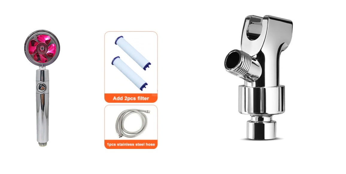 US Local Shower Head Water Saving Flow 360 Degrees Rotating With Small Fan ABS Rain High Pressure Spray Nozzle Bathroom Accessories