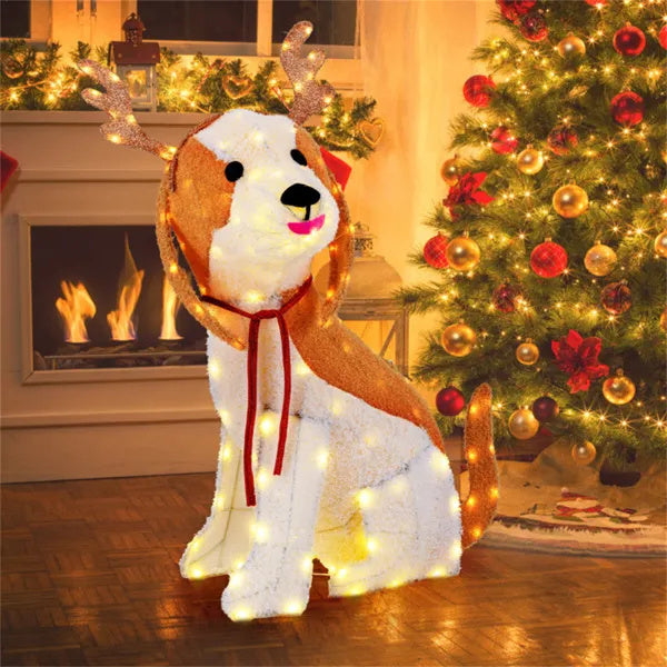 US Local Christmas Dog Decorations With LED Lights, Christmas Decorations