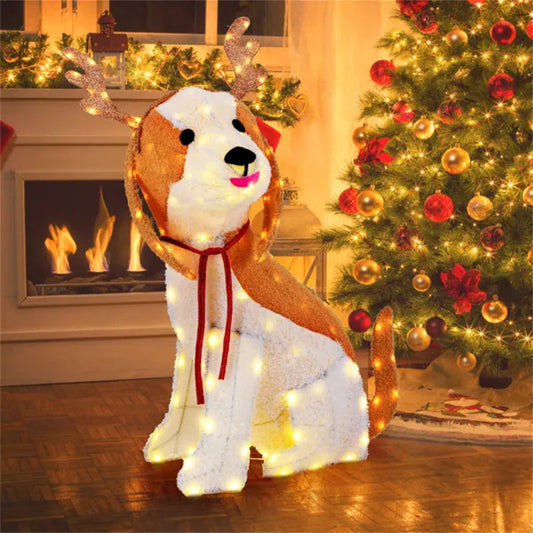 US Local Christmas Dog Decorations With LED Lights, Christmas Decorations
