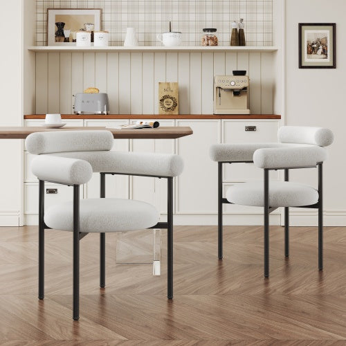 US Local Upholstered Armchair Dining Chairs With Metal Legs