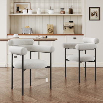 US Local Upholstered Armchair Dining Chairs With Metal Legs