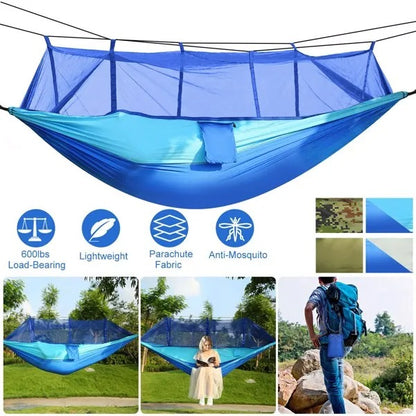 US Local Camping Hammock, Portable Double Hammock With Net,600lbs Load 2 Persons Hammock W