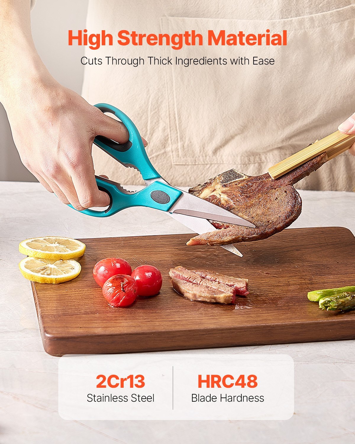 US Local Kitchen Scissors 2 Pack Stainless Steel Kitchen Cooking Shears Cyan Grey