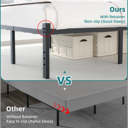 US Local Classic Iron Bed Frame Mattress Under Bed Storage No Box Spring Needed Singe Full Queen King Size Black