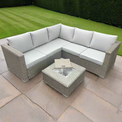 UK Local Patio Furniture Set, Waterproof Outdoor Furniture With Coffee Table,3 Seater For Porch Balcony, Brown