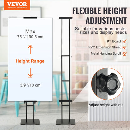 US Local VEVOR Poster Stand, Double-Sided Heavy Duty Pedestal Sign Holder, Floor Standing Sign Holder Banner Stand With Shock-absorbing Base For Display, For Board And Foam, Black