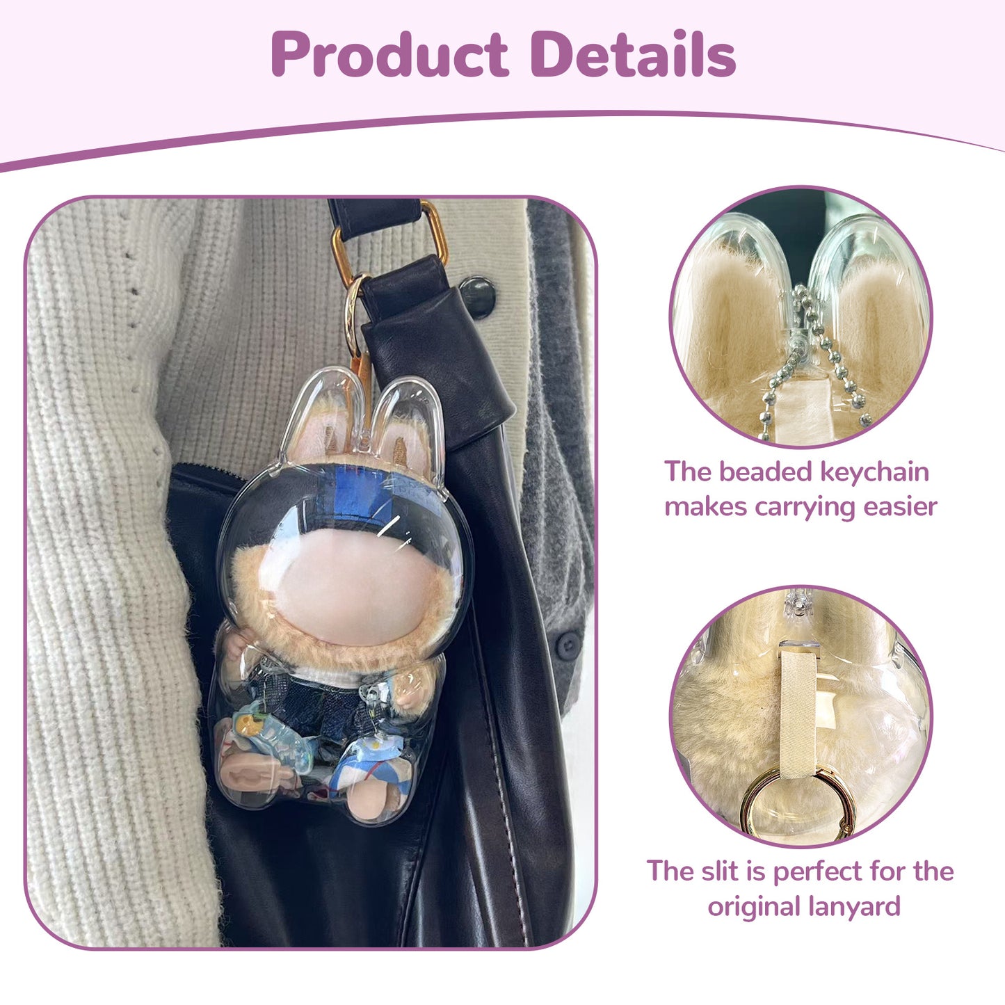 US Local Tocirelo Protective Case Cover Compatible With LABUBU Have A Seat, Clear Plastic Display Case With Keychain, Portable Acrylic Dustproof Accessories Protector Holder For Collectors  Doll Not Included