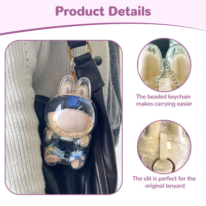 US Local Tocirelo Protective Case Cover Compatible With LABUBU Have A Seat, Clear Plastic Display Case With Keychain, Portable Acrylic Dustproof Accessories Protector Holder For Collectors  Doll Not Included