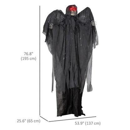 US Local 6.4ft Life Size Winged Grim Reaper Outdoor Halloween Decoration Animatronic, Animated Prop WLight Up Eyes
