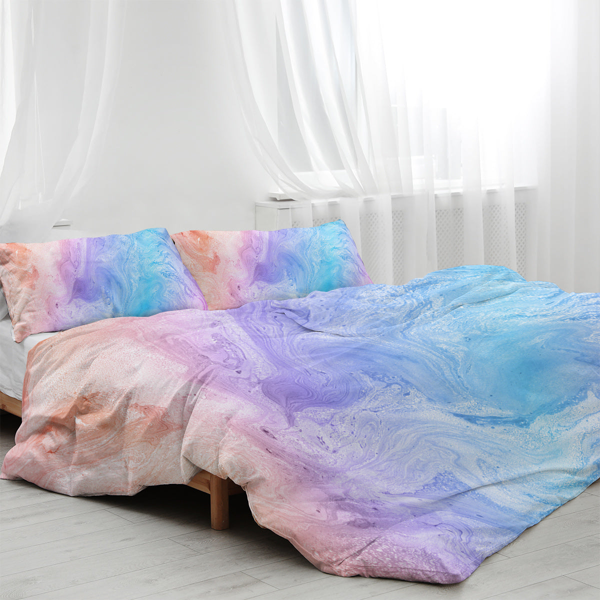 US & UK Local Girly Duvet Cover Rainbow Glitter Ombre Bedding Sets 3 Pcs Chic Purple Blue Green Pastel Bed Spreads Sparkle Quilt Cover Set With 2 Pillow Shams