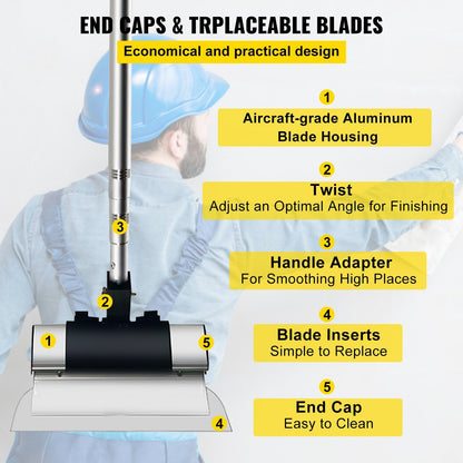 US Local VEVOR Skimming Blade Set,Extension Handle,European Stainless Steel Construction Knife, Aluminum Blade Profile Smoothing Knockdown Spatula For Gyprock Drywall Wall Board