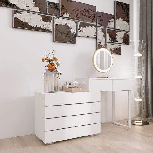 US Local Extended Desktop 10 Drawers Chest Of Drawer Without Handle White Color Vanity