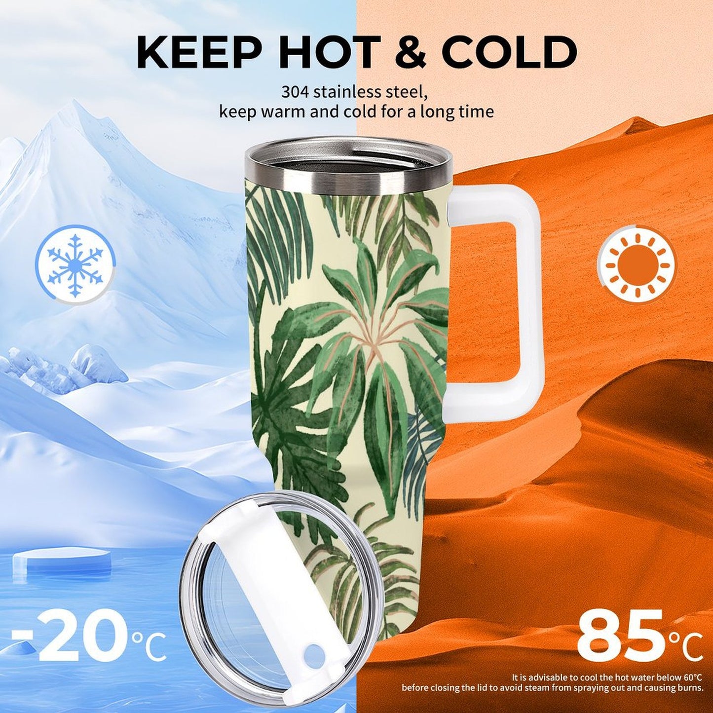 PHDT00468 POD US Local Tumbler 40 oz Large Capacity Car Cup Tropics,Torrid Zone