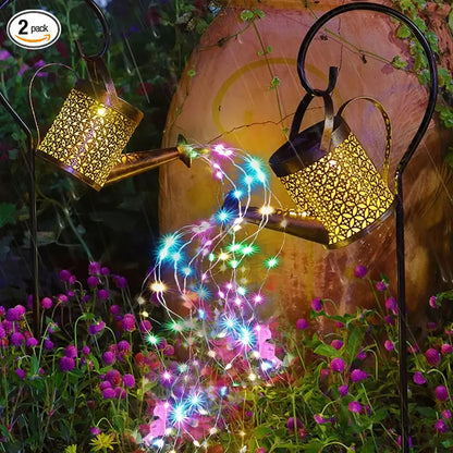US Local 1   2pcs Watering Can Lights, Copper Solar Garden Lights For Outdoor  Pathway  Yard Deck  Lawn Patio