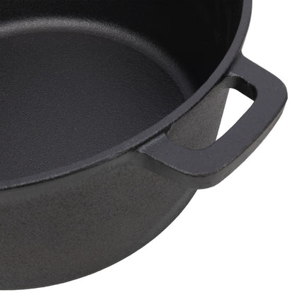 US Local One In One Pre Seasoned Cast Iron Dutch Oven With Dual Handles, Outdoor Camping Deep Pot, With 2 Silicone Handle Covers