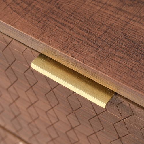 UK Local Embossed Design Sideboard Cabinet Dresser With 6 Drawers, Anti-tip, Sideboard For Living Room, Hallway, Bedroom, And Children's Room, 120 X 40 X 75 Cm, Walnut