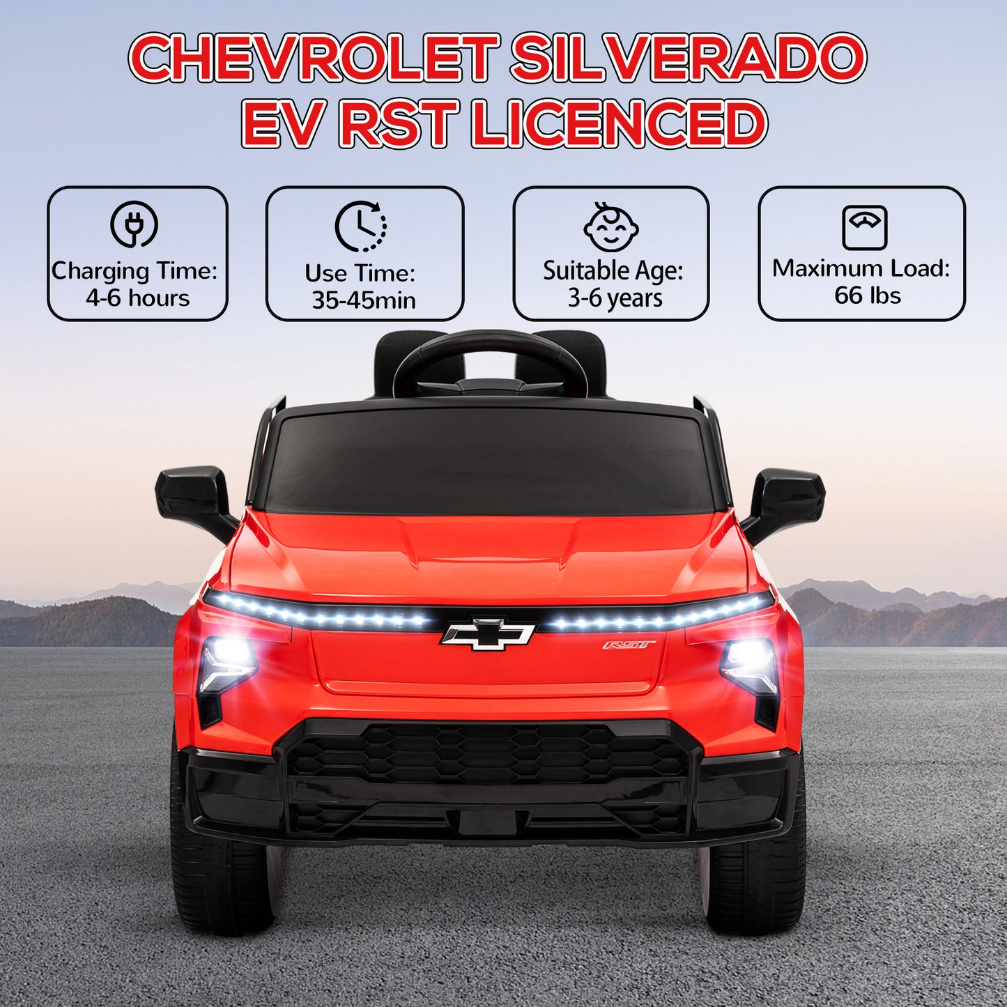 US Local 12V Chevrolet Silverado EV RST Licensed Kids Electric Car with Parent Remote Control