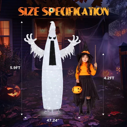 US Local 5.9ft Pop-up Ghost 160LED Lighted Outdoor Halloween Decorations