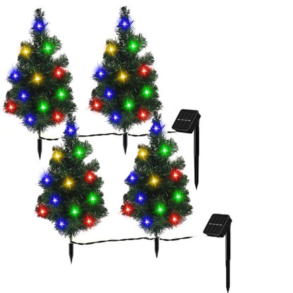 US Local 2SET 1 TOW 2 Solar Christmas Tree, Solar Powered Pathway Christmas Tree With Multicolored LED Lights