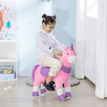 US Local Kids Plush Toy Rocking Horse Pony Toddler Ride on Animal Rocker with Realistic Sounds