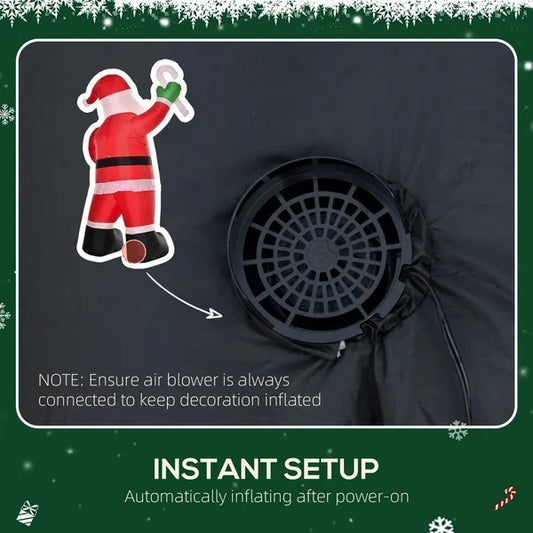 CA Local Inflatable Christmas Outdoor Lighted Yard Decoration, Santa Claus With Candy Cane, 8' Tall