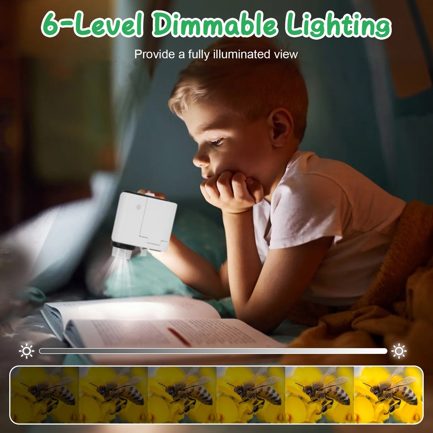 US Local 1Pc 3 In 1 Kids Microscope Telescope Camera 1,000X Handheld USB Mini Microscope With LED Light 6 Sample Slides 32G MMC Card For Boys Girls Aged 6 Years Old