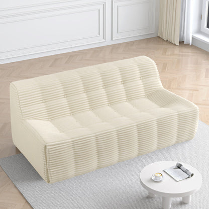 US Local Sofa, Full Sponge Compression Corduroy 3 Seat Sofa, Modern Minimalist Style Corduroy Sofa, Comfortable Compression Sofa, Space Efficient Design   Beige