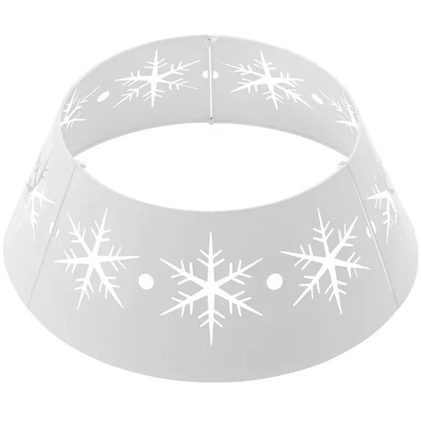 CA Local 26 Christmas Tree Base Cover, Christmas Tree Collar With Hollow Snowflake Patterns For Home Decoration, White