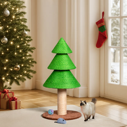 US Local 31.5in Christmas Tree Cat Scratcher, Cat Scratching Post For Indoor Cats, Large Sisal Cat Scratching Tree Cat Scratch Tower, Grass Green