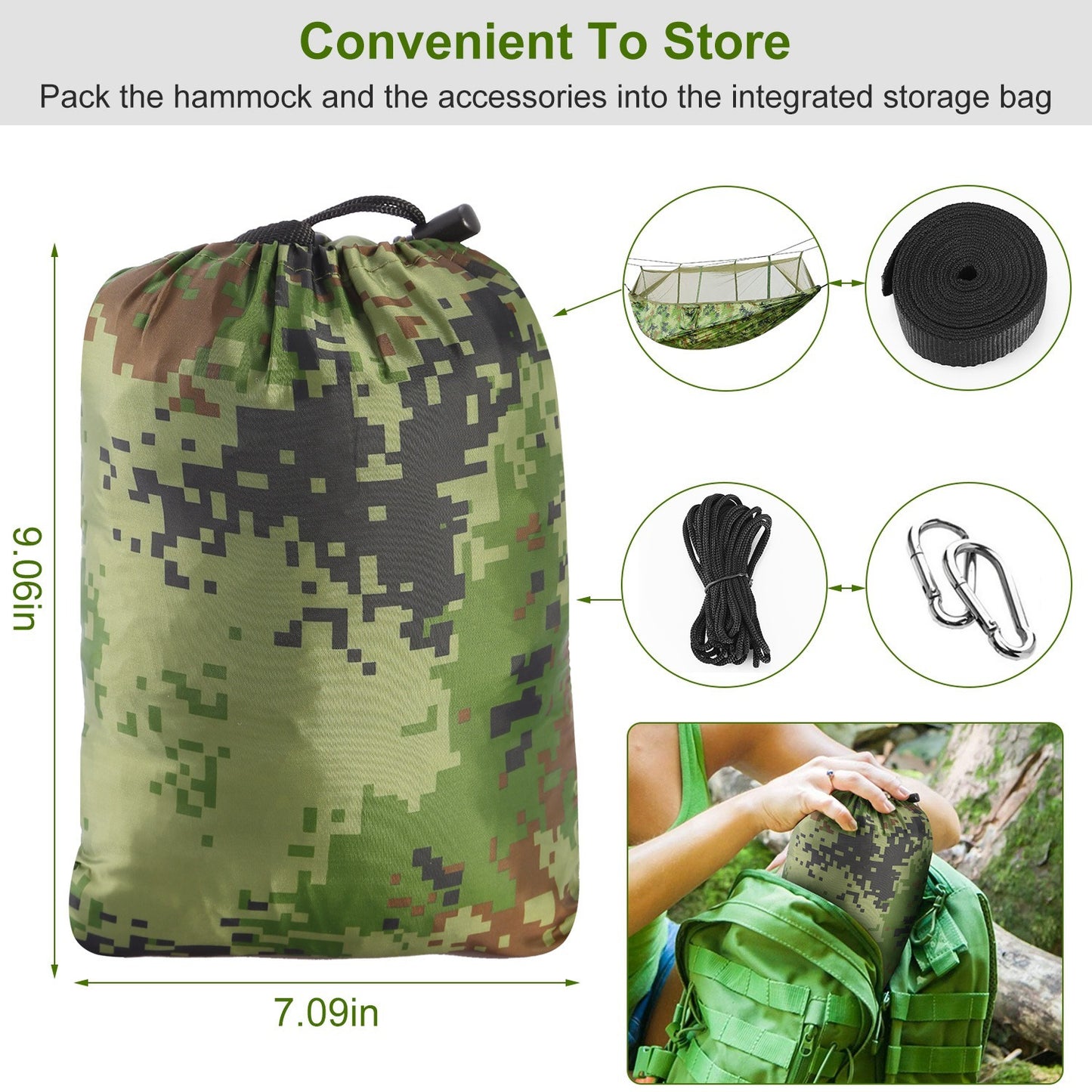 US Local Camping Hammock, Portable Double Hammock With Net
