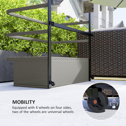 US Local Rattan Pool Float Storage Organizer With Wheels, Mixed Gray