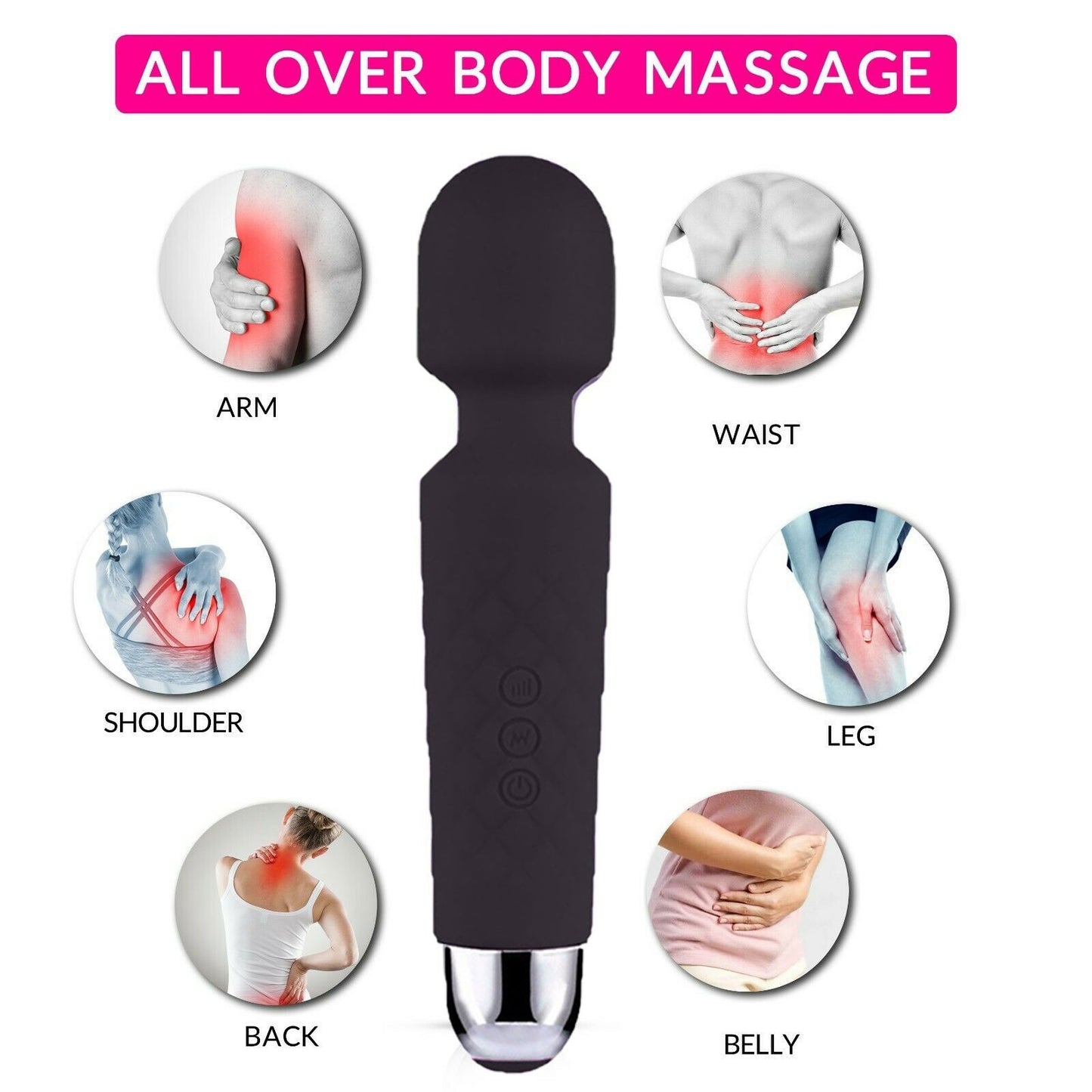 US Local Magic Massage Wand Muscle Relaxation Massager 20 Speed Vibrating Full Body Therapy Motor