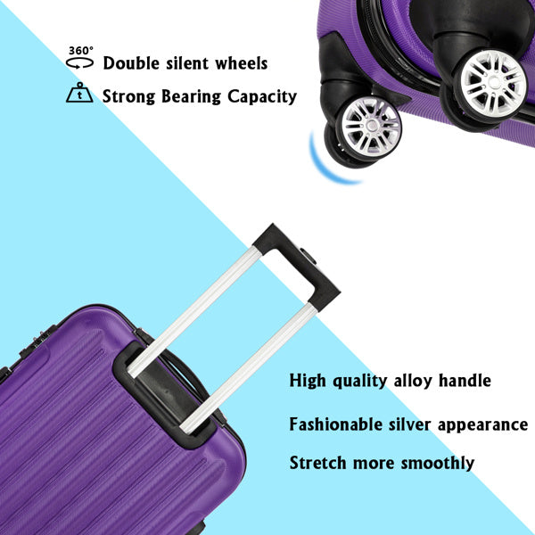 US Local Vertical 3-in-1 Spinner Wheel With Handle Trolley Case 20in 24in 28in ABS Aluminum Alloy Trolley Classic Color - Purple