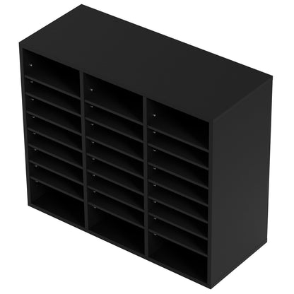 US Local VEVOR Wood Literature Organizer, 24 Compartments, File Sorter With Removable Shelves, Mailboxes Slot For Office Home Classroom Mailrooms Organization, EPA Certified, Black