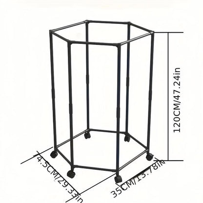 US Local Space-saving Hexagonal Metal Clothes Hanger. Sturdy And Freestanding. Multi-arm Design. Suitable For Bedrooms, Dormitories, And Balconies. Holds A Wide Range Of Clothing. Elegant Metal Frame.