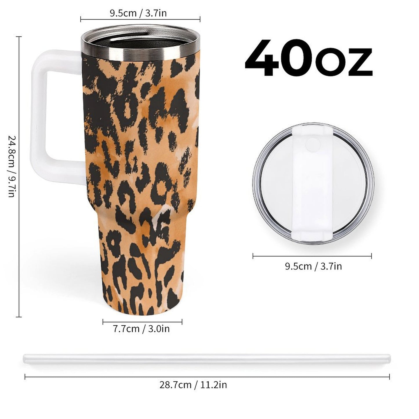 PHDT00398 POD US Local Tumbler 40 oz Large Capacity Car Cup Leopard