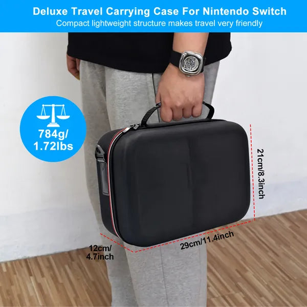 US Local Portable Deluxe Carrying Case For Nintendo Switch Protected Travel Case With Rubberized Handle Shoulder Strap