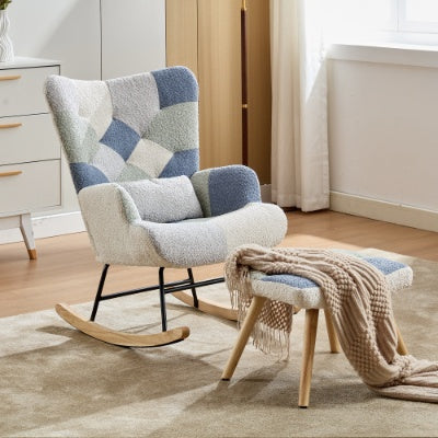 UK Local Rocking Chairs For Adults, Tteddy Rocking Chair Relaxing Recliner Chair With Solid Wood Legs High Back Lounge Chairs For Balcony Living Room Bedroom