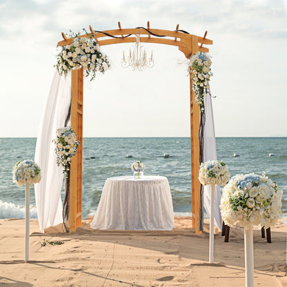 US Local Round Garden Arbor 7.5 Ft Fir Wood Archway For Climbing Plants Pergola Style Wedding Ceremony Yellow