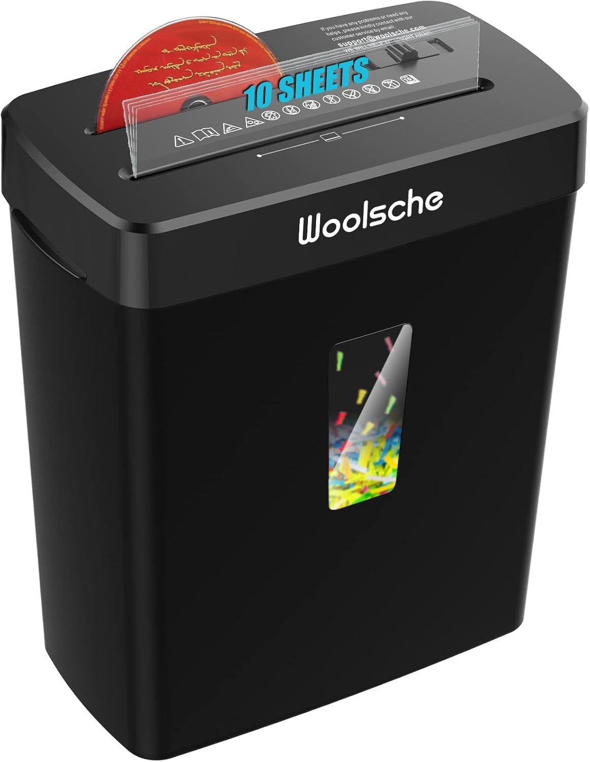 US Local Woolsche Paper Shredder,10 Sheet Cross Cut With 3.43-Gallon Basket,P4 Security Level,3 Mode Design,Shreds CD And Credit Card,Durable, Fast, And Jam Proof For Home Office