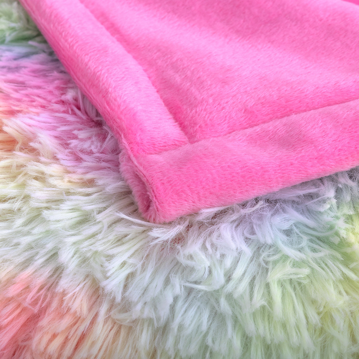 US Local 1 Piece Shaggy Blanket Plush Faux Fur Blanket For Bed Sofa Ultra Soft Luxury Sherpa Blanket Rainbow Colorful  Blanket